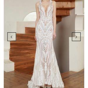 Bronx and Banco Ester V Neck Gown XS - Mint